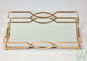 Wave Rectangle Gold Tray (L:35cm x W:25cm x H:6cm)