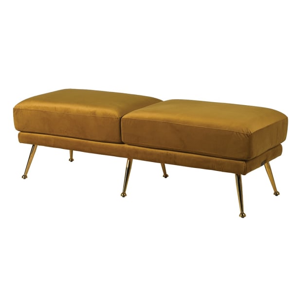 Mustard Velvet Bench (H:440 W:1350 D:500 mm)