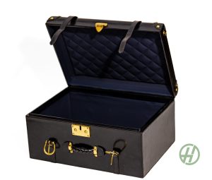 Handcrafted Leather Storage Trunk Indigo Large (H:26cm x W:51cm x D:36cm)