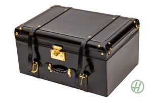 Handcrafted Leather Storage Trunk Indigo Medium (H:22cm x W:43.5cm x D:28cm)