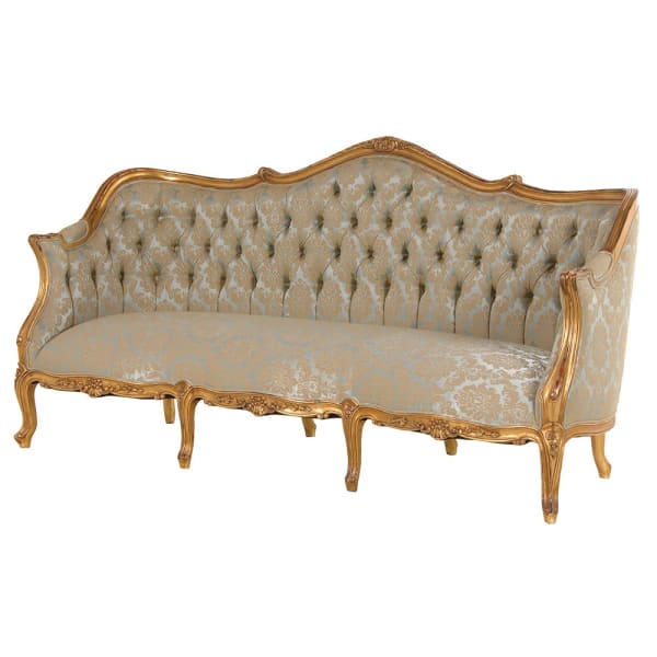 Versailles Gold and Green 3 Seater Sofa Green (H:990mm x W:1950mm x D710mm)