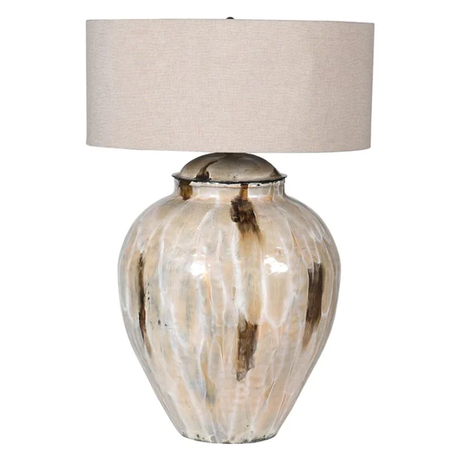 Coffee Enamel Lamp W/Shade