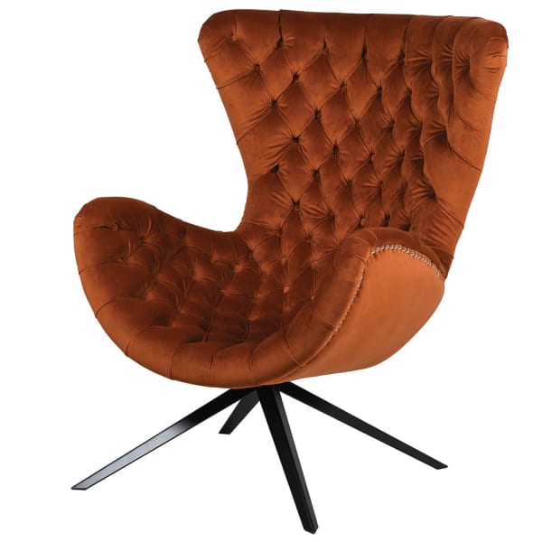 Burnt Orange Buttoned Chair (H:1080 W:850 D:900 mm)