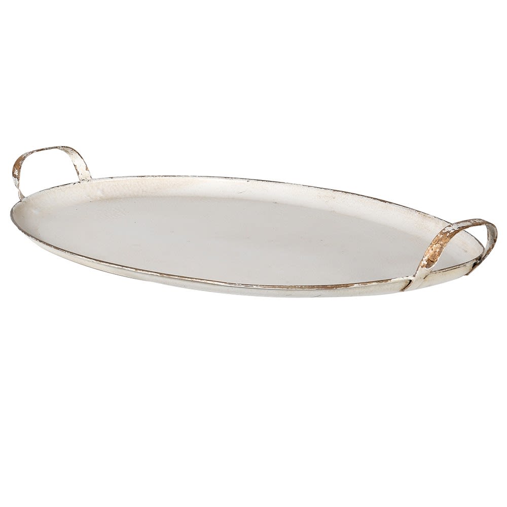 Old Metal Tray with Handles (H: 8 cm W: 67 cm D: 43 cm)