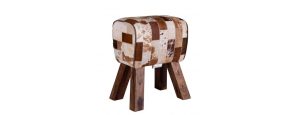 Leather Pommel Horse Stool (H:52cm x W:41cm x D:29cm)