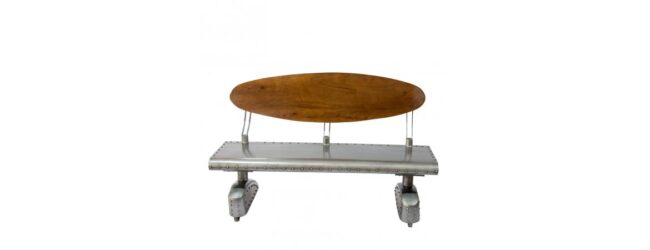 Reclaimed Iron Aviaton Style Wing-Design Bench