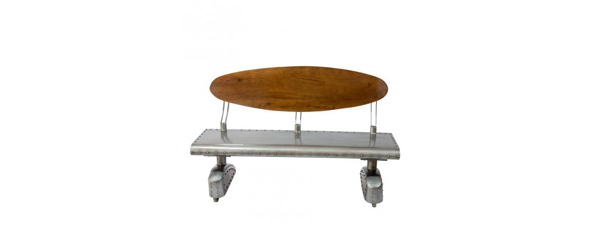 Reclaimed Iron Aviaton Style Wing-Design Bench (H100 x D55 x L155cm)