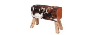 Leather Cowhide Hair Pommel Horse Stool (H:50cm x W:71cm x D:30cm)