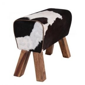 Cowhide Leather Pommel Horse Stool (H:50cm x W: 69cm x Depth: 28cm)