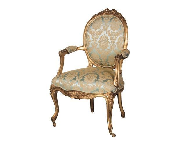 Versailles Green and Gold Damask Nursing Armchair( H:950 W:580 D:500 mm.)