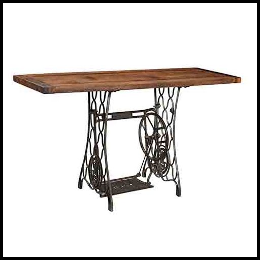 Treadle Sewing Table With Hardwood Top (H:29.8 x W:55 x D:17.8)