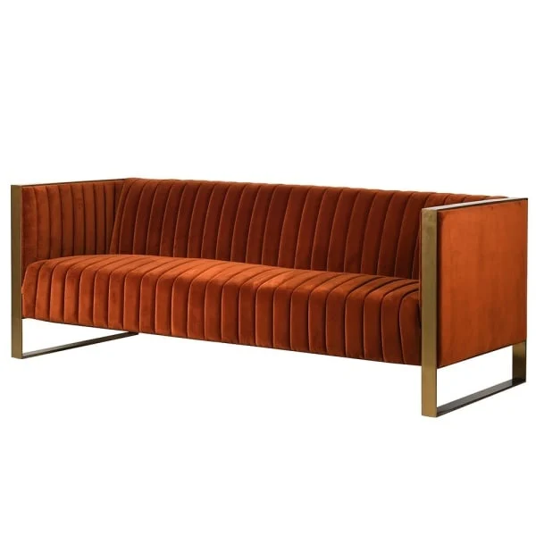 Naranja Orange Ribbed 3 Seater Sofa(H:790 W:2100 D:850 mm)