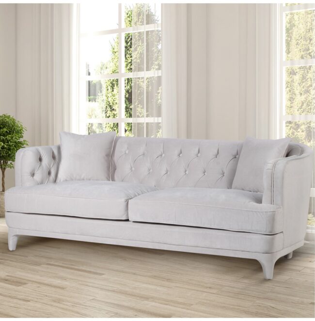 Ivory Velvet 3 Seater Sofa furniture