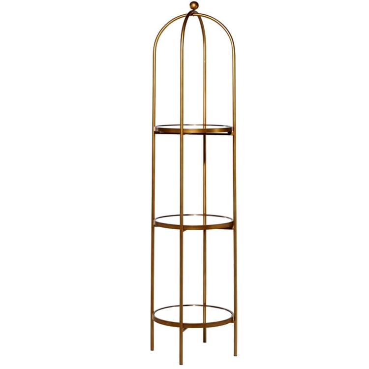 Gold Dome Mirror Shelves Tall(H:72 X  W:18 cm)