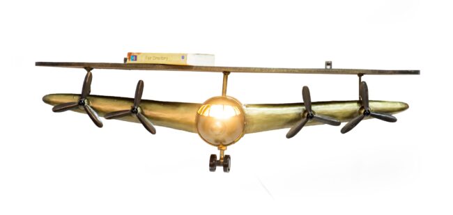 Aviator Wall Mounted Shelf with Light and Propellers