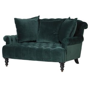 Deep Green 2 Seater Velvet Sofa( H: 93 W: 155 D: 115 Arm Height:64cm)