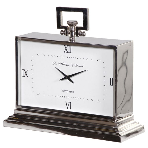 Nickel Art Deco Style Roman Numerals Clock(W:47 D:18 H:44cm)