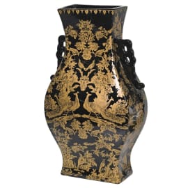 Small Black and Gold Porcelain Vase (H:370mm x W:240mm x D:100mm)