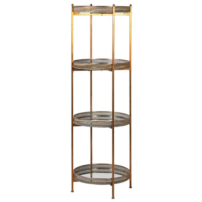 Gold Round Mirror 4 Tier Shelves