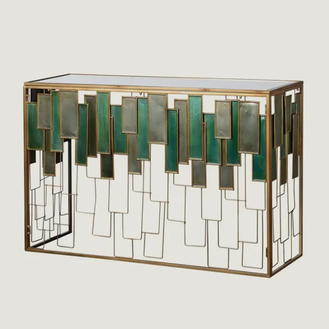 Glass Panel Console Table