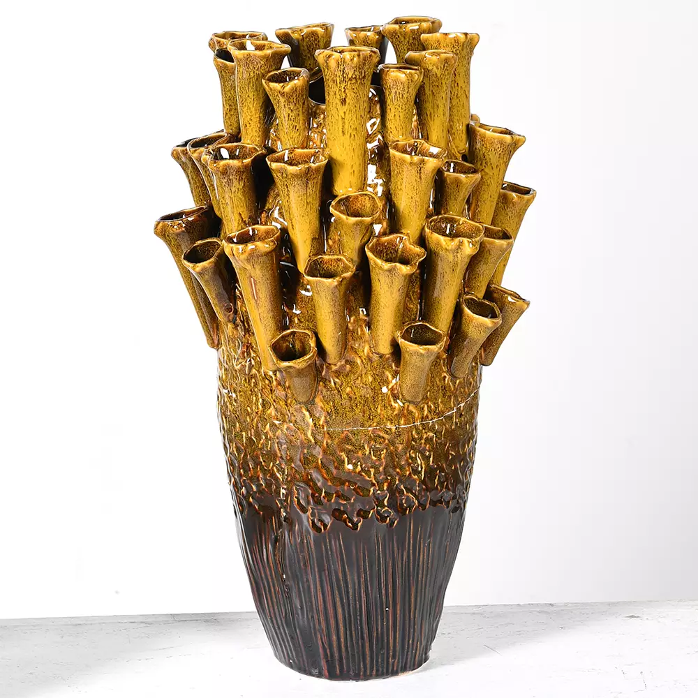 Mustard Coral Small Vase Large (H:51 × W:25 × D:25 cm)