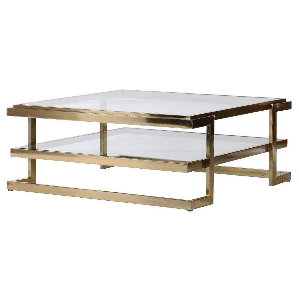 Gold Coffee Table with Shelf (H:430mm x W:1000mm x L:1000mm)