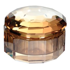 Small Amber Crystal Trinket Box (H:80mm x Dia:100mm)