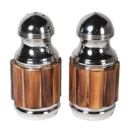 Brass and Bamboo Salt and Pepper Set