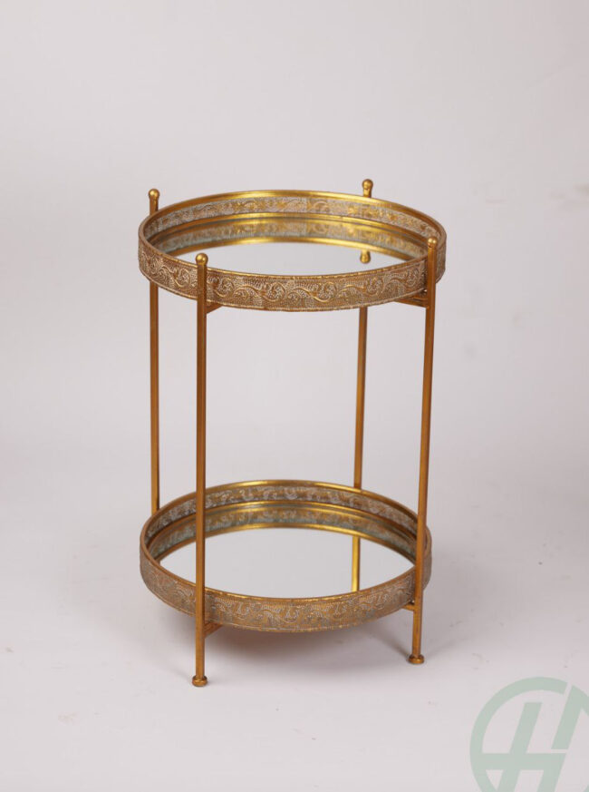 Gold and Mirror Round Tray Table