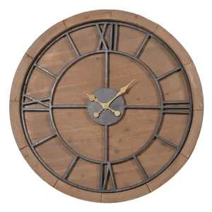 Large Wood and Metal Roman Numerals Wall Round Clock(D:85 Dia:1000 mm)