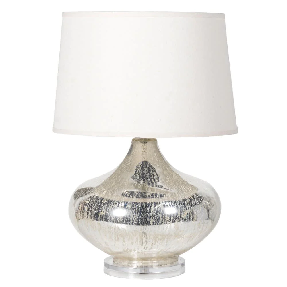 ‘Mercury’ Glass Table Lamp with White Shade (H:600mm x Dia:410mm)