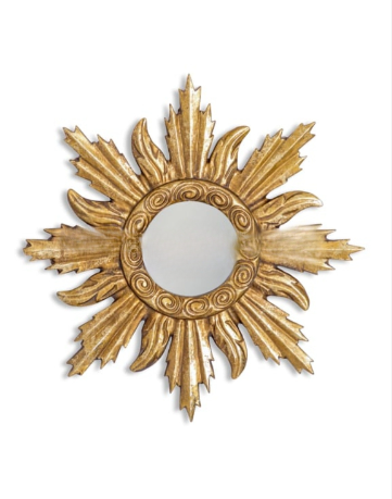 Antiqued Gold Ornate Framed Small Convex Mirror(W:25 H:25 D:1.4cm)