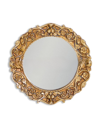 Antiqued Gold Ornate Framed Small Mirror(W:13.7 Height:13.7cm D:1.8cm)