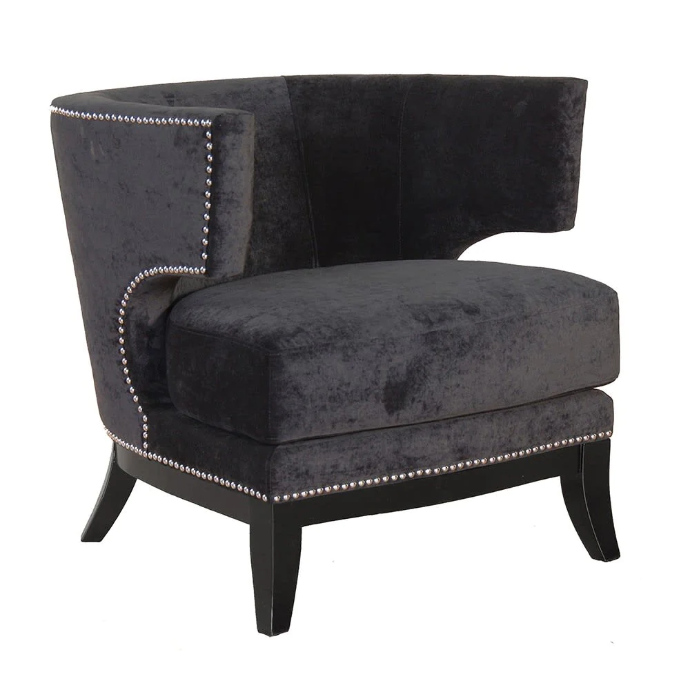 Black Studded Modern Armchair (H:800 x W:760 x D:800mm)