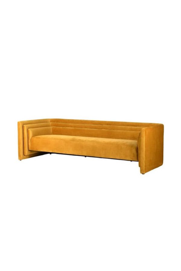 Mustard Velvet Stepped Frame Sofa