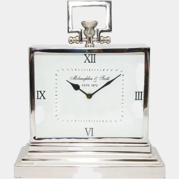 Nickel Art Deco Style Roman Numerals Clock