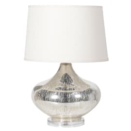 'Mercury' Glass Table Lamp with White Shade (H:600mm x Dia:410mm)