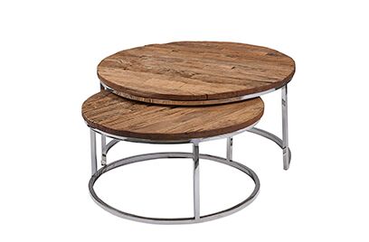 Railway Nest of 2 Circular Tables (H:45 x W:90 x D:90 cm)