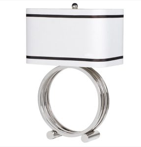 Ring Base Lamp with White Lined Shade (H:590mm x W:400 x D:260mm)