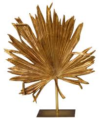 Small Gold Palm Leaf On Stand (H:670 W:490 D:130 mm )