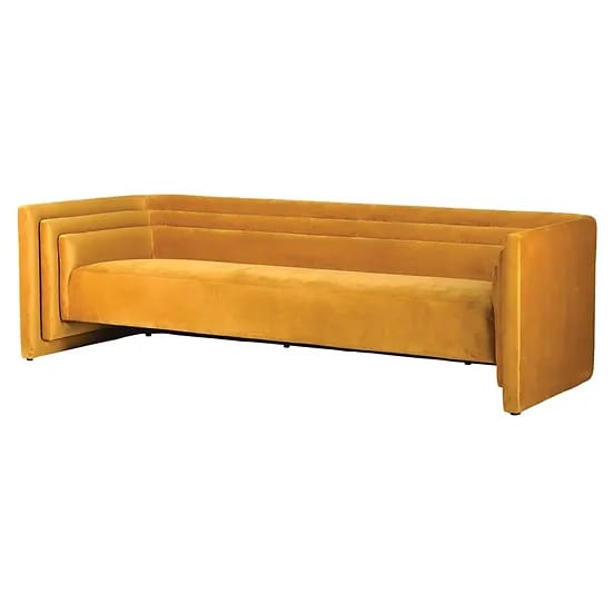 Mustard Velvet Stepped Frame Sofa(238 W x 70 H x 93 D Seat height 45cm)