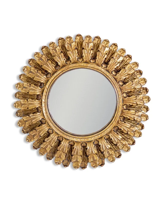 Antique Gold Ornate Framed Small Convex Mirror