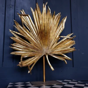 Small Gold Palm Leaf On Stand (H:670 W:490 D:130 mm )