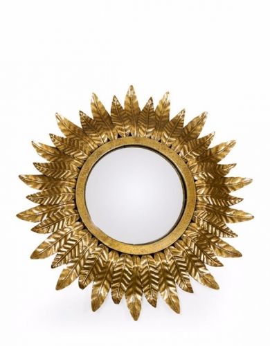 Small Gold Leaf Sun Mirror(W:42 H:42 D:4cm)