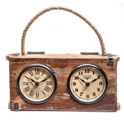 Recycled Wooden Table Clock in 2 different styles (H:17 W:12 D:33cm)