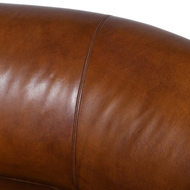 Italian Leather Curve Deco Sofa