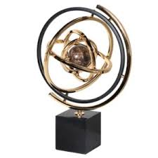 Marble and Stainless Steel Armillary Sphere (H:430 W:300 D:235 mm)