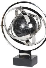 Nickel and Marble Armillary Ornament(H:43 x W:35 x D:30 cm)