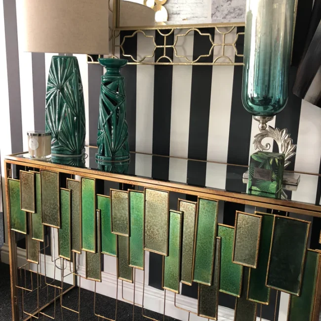 Glass Panel Console Table