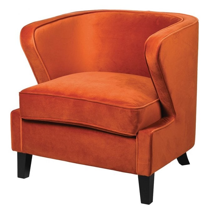 Orange Winged Occasional Chair (H:78 x W:75 x D:77cm)